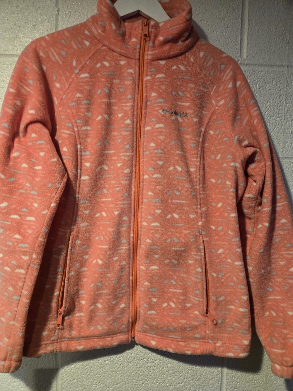 Womens Columbia Full Zip Pink Fleece Jacket Size Xl